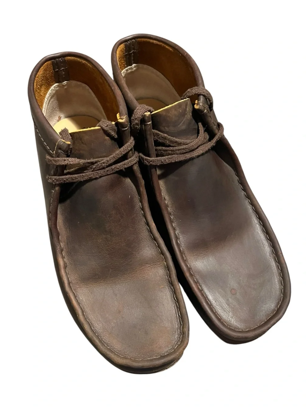 Clarks Originals Wallabee Boot Men 10.5 Brown Distressed Leather Moc Toe Lace Up